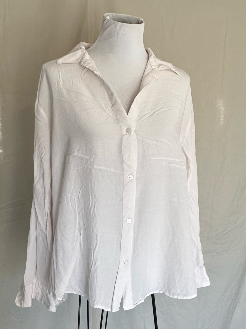 Victoria's Secret PJ Top Pale Pink Button-Front Collared Blouse sleep XL blush